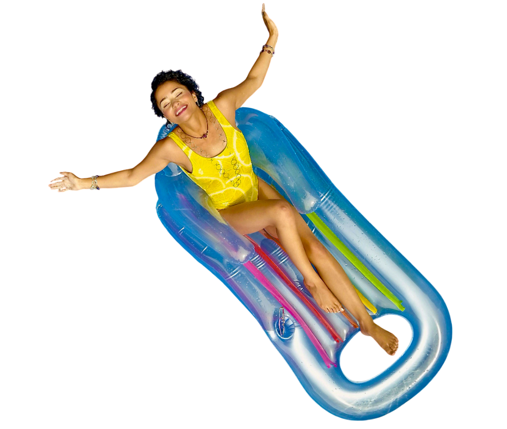 man floating in swimming pool